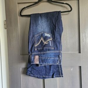 Vanity Dark Blue Denim Jeans With Distressing